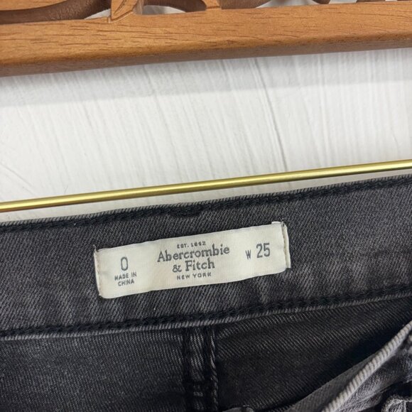 Abercrombie & Fitch Jean Shorts Cutoff Black Denim Solid Casual Dark Wash Womens - Picture 3 of 5